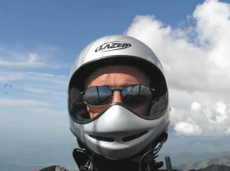 Close-up of pilot flying.